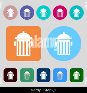 fire hydrant icon sign. 12 colored buttons. Flat design. Vector Stock Vector