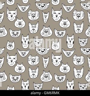 Brown pattern with cats Stock Vector