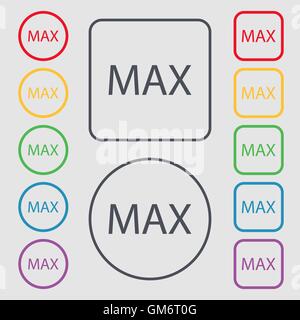 maximum sign icon. Symbols on the Round and square buttons with frame. Vector Stock Vector