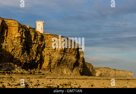 The old disused lighthouse at Nash Point on the Glamorgan Heritage Coast, south Wales Stock Photo