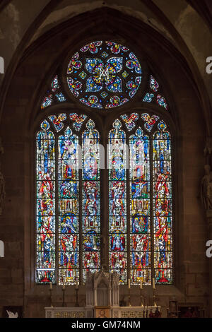 Stained glass in St. Georges Church. Stock Photo