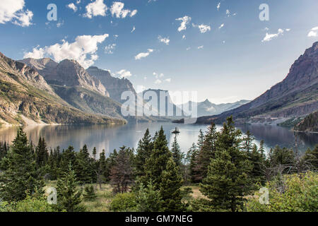View of Wild Goose Island in St. Mary Lake in Glacier National Park, Montana, United States. Stock Photo
