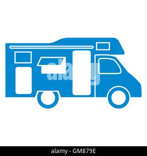 Stylized icon of a colored caravan on a white background Stock Vector