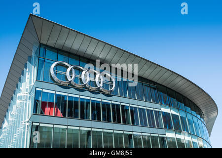 Exterior of Audi West London showroom in Brentford, west London, UK Stock Photo