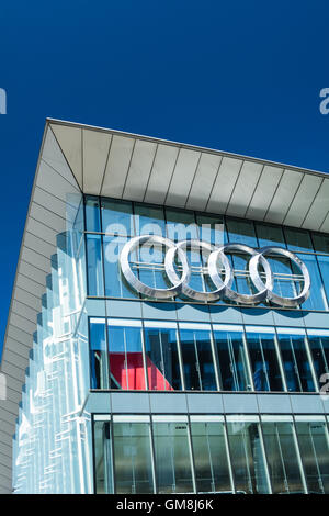 Exterior of Audi West London showroom in Brentford, west London, UK Stock Photo