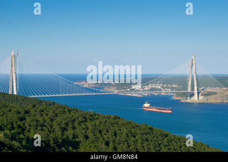 Aerial view of Yavuz Sultan Selim Bridge at Bosphorus, istanbul Stock Photo