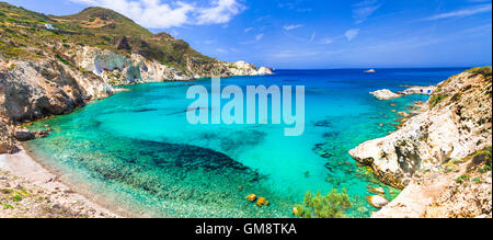 wild turquoise beaches of Greece - Milos island, Cyclades Stock Photo