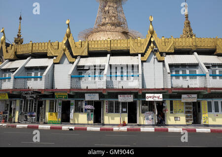 Shops surrounding Sule Pagoda Yangon Myanmar Stock Photo