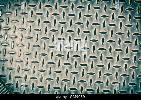 Vintage toned steel floor pattern, background or texture. Stock Photo