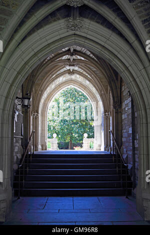 Collegiate Gothic vaulted entrance, Princeton University, Princeton, New Jersey, USA Stock Photo