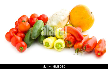 Mix of vegetable isolated on white background. Stock Photo