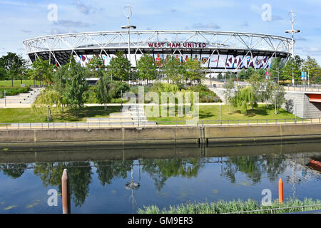 Converted 2012 Olympic stadium now football stadium rented by West Ham United football club in Queen Elizabeth Olympic Park London Newham Stratford UK Stock Photo