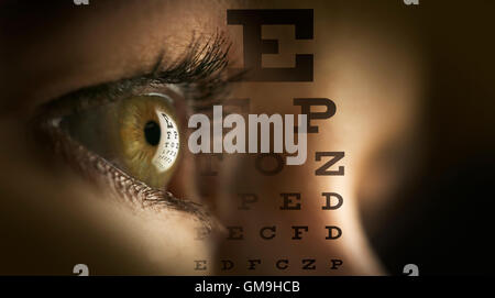 Close-up of human eye and letters Stock Photo