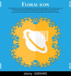 Jupiter planet . Floral flat design on a blue abstract background with place for your text. Vector Stock Vector