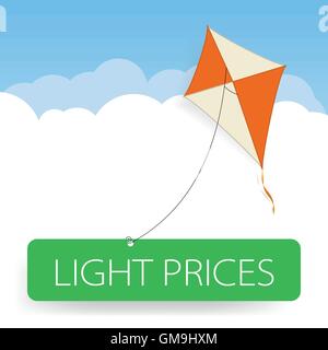 Red and white kite over clouds Stock Vector