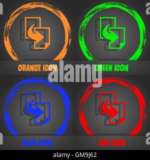 Copy file sign icon. Duplicate document symbol. Fashionable modern style. In the orange, green, blue, red design. Vector Stock Vector