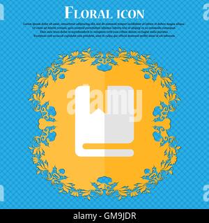 bookmark. Floral flat design on a blue abstract background with place for your text. Vector Stock Vector