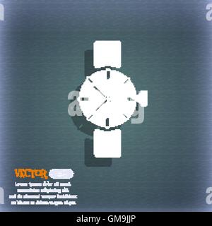 watches icon symbol . On the blue-green abstract background with shadow and space for your text. Vector Stock Vector