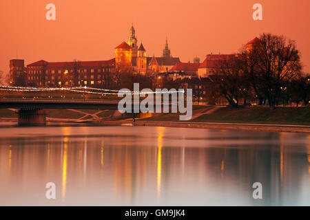 Poland, Lesser Poland, Krakow, Wawel Castle at sunrise Stock Photo