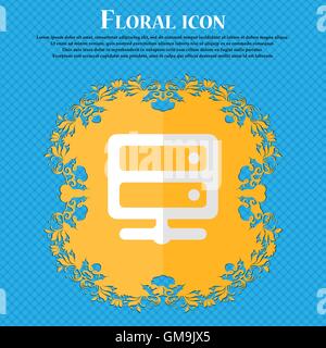 Server. Floral flat design on a blue abstract background with place for your text. Vector Stock Vector