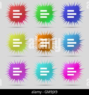 Left-aligned icon sign. Nine original needle buttons. Vector Stock Vector