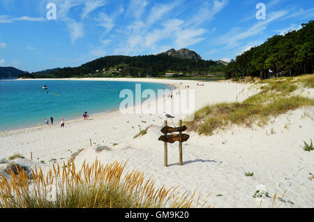 Rodas beach, on Islas Cies (Spain), is considered one of the Top 10 beaches in the world. Stock Photo