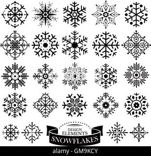 Set of different snowflakes Stock Vector