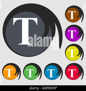 Text edit icon sign. Symbols on eight colored buttons. Vector Stock Vector