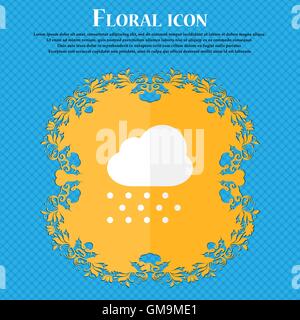 snowing . Floral flat design on a blue abstract background with place for your text. Vector Stock Vector