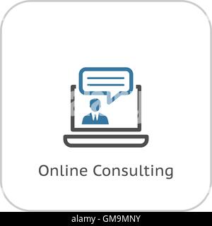 Online Consulting Icon. Business Concept. Flat Design. Stock Vector