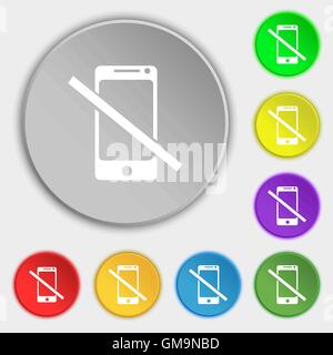 Do not call. Smartphone signs icon. Support symbol. Symbols on eight flat buttons. Vector Stock Vector