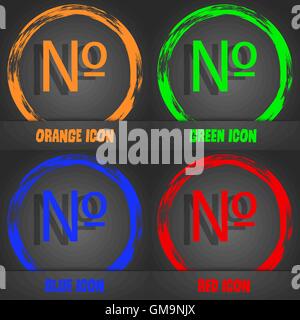 number icon. Set Flat modern. Fashionable modern style. In the orange, green, blue, red design. Vector Stock Vector