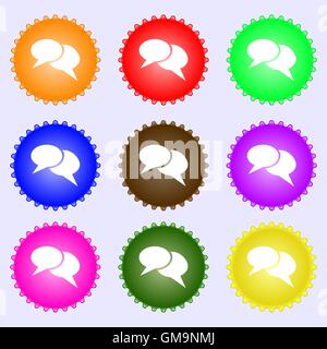 Speech bubble icons. Think cloud symbols. A set of nine different colored labels. Vector Stock Vector