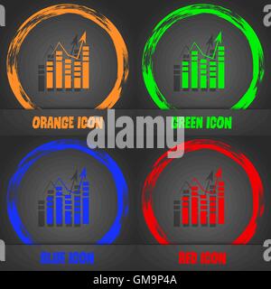 Graph icon sign. Fashionable modern style. In the orange, green, blue, red design. Vector Stock Vector