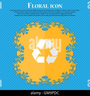 processing. Floral flat design on a blue abstract background with place for your text. Vector Stock Vector