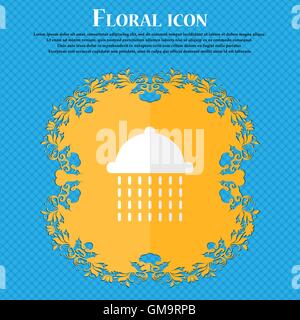 shower. Floral flat design on a blue abstract background with place for your text. Vector Stock Vector