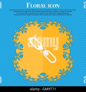 Broken connection flat single icon. Floral flat design on a blue abstract background with place for your text. Vector Stock Vector