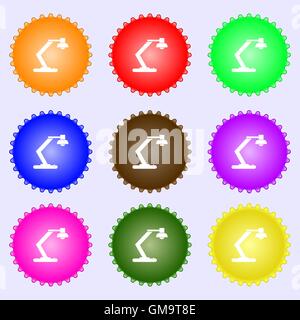 light, bulb, electricity icon sign. A set of nine different colored labels. Vector Stock Vector