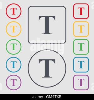 Text edit icon sign. Symbols on the Round and square buttons with frame. Vector Stock Vector
