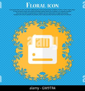 Printing . Floral flat design on a blue abstract background with place for your text. Vector Stock Vector