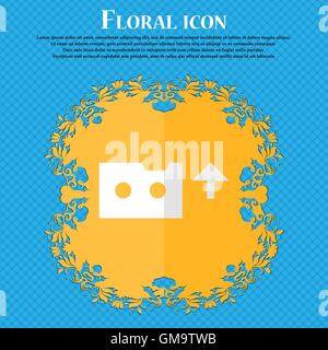 audio cassette. Floral flat design on a blue abstract background with place for your text. Vector Stock Vector