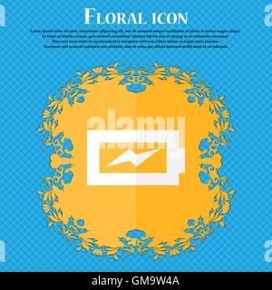Battery charging . Floral flat design on a blue abstract background with place for your text. Vector Stock Vector