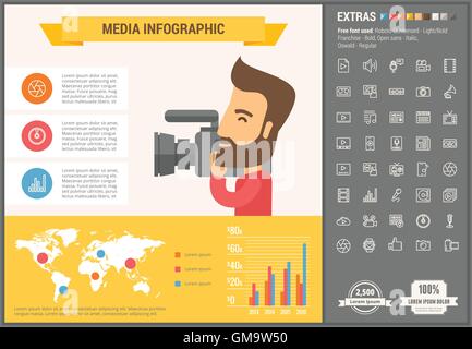 Media flat design Infographic Template Stock Vector Image & Art - Alamy