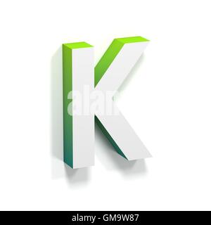 Green gradient and soft shadow font. Letter K. 3D render illustration isolated on white background Stock Photo