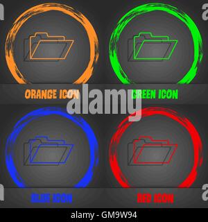 Document folder sign. Accounting binder symbol. Fashionable modern style. In the orange, green, blue, red design. Vector Stock Vector