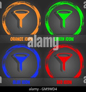 Funnel icon sign. Fashionable modern style. In the orange, green, blue, red design. Vector Stock Vector