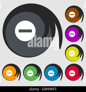 Stop sign icon. Prohibition symbol. No sign. Symbols on eight colored buttons. Vector Stock Vector