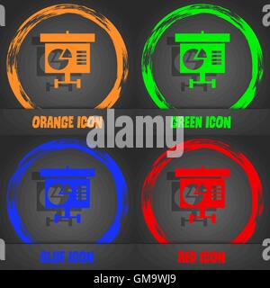 Graph icon sign. Fashionable modern style. In the orange, green, blue, red design. Vector Stock Vector