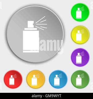 Graffiti spray can sign icon. Aerosol paint symbol. Symbols on nine ...