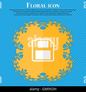 floppy disk. Floral flat design on a blue abstract background with place for your text. Vector Stock Vector